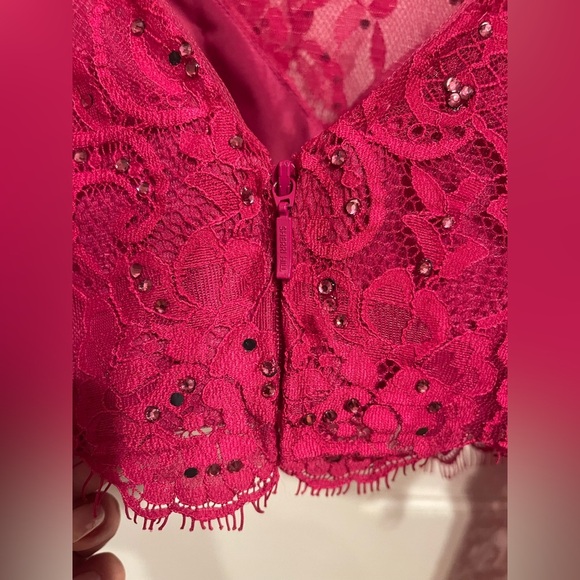 Sherri Hill Pink Lace Long Sleeve Top Size 2 - Picture 8 of 8